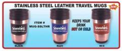 Snowbirds Stainless Steel Travel Mug with Leather Trim
